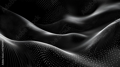 Abstract wave-like design with lines and dots