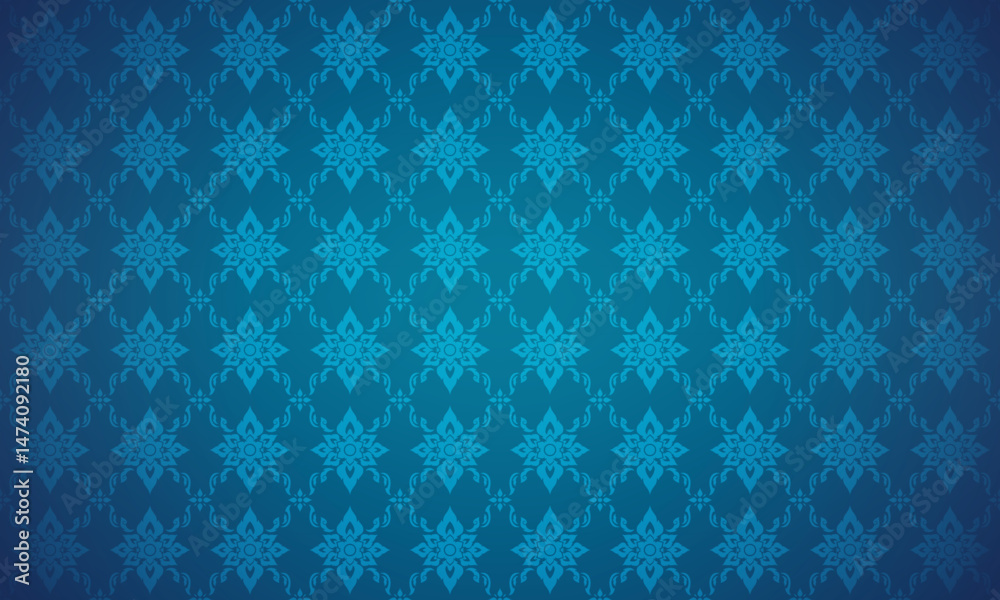 Luxury thai pattern blue background vector illustration. Lai Thai navy blue tone