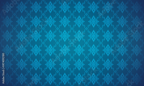 Luxury thai pattern blue background vector illustration. Lai Thai navy blue tone