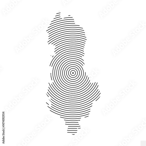 Vector Illustration of Abstract Map of Albania With Spiral Lines Isolated On White background