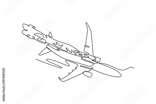  Plane Crash concept. Full length animation illustration. High quality 4k footage