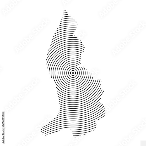 Vector Illustration of Abstract Map of Liechtenstein With Spiral Lines Isolated On White background
