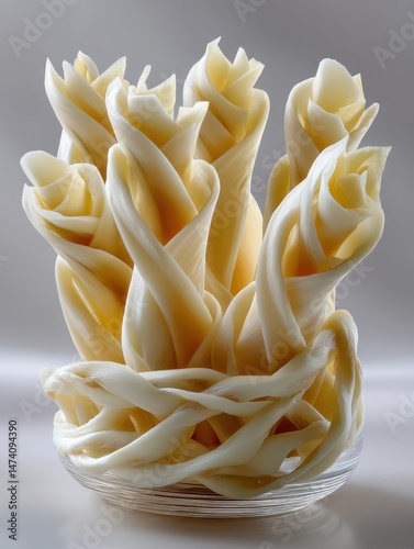 Exquisite Creamy Sculpted Candles in Floral Shape, Captivating Design of Twisting Petals, Perfect for Decorative Centerpieces and Romantic Ambiance