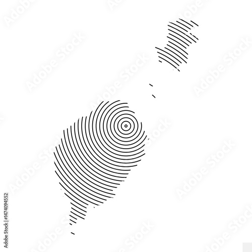 Vector Illustration of Abstract Map of Sao Tome and Principe With Spiral Lines Isolated On White background
