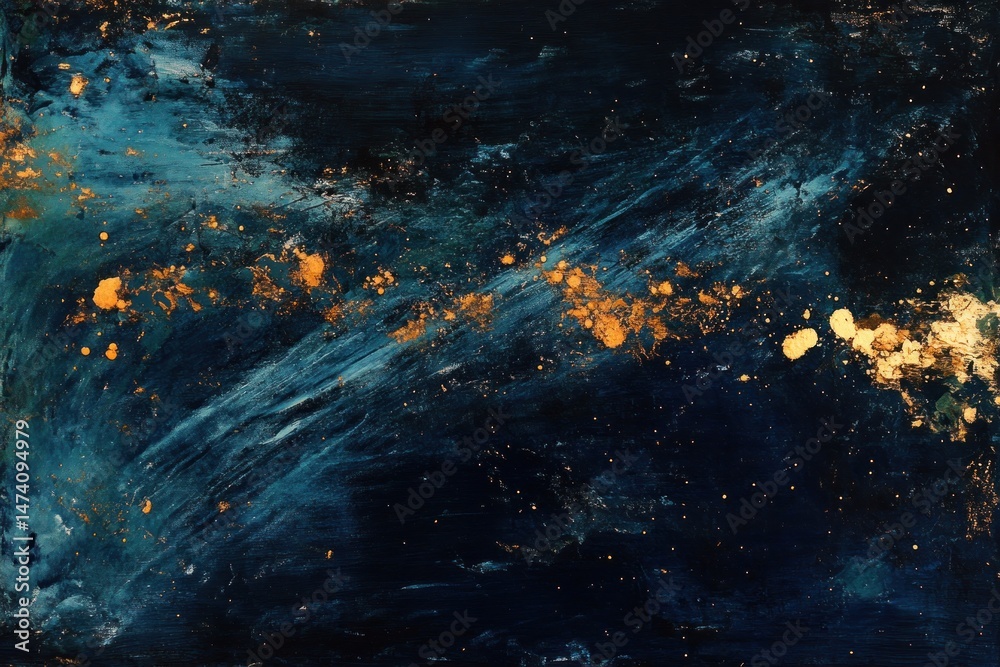 Obraz premium Abstract dark teal and gold painting