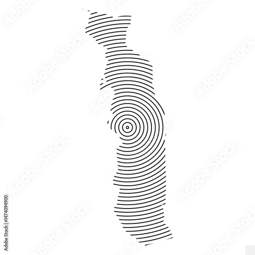 Vector Illustration of Abstract Map of Togo With Spiral Lines Isolated On White background
