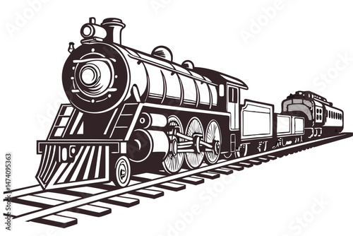131 diesel locomotive, steam train, railway, steel, transportation, railroad, track, locomotive, engine, vintage, antique, dark, chrome, reflective, photorealistic