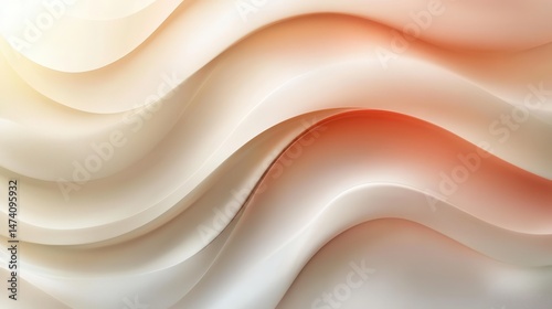 Abstract wavy background in soft cream and orange tones