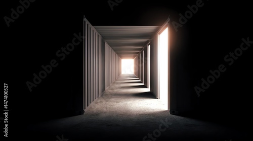 A mesmerizing corridor illuminated by light at the end, symbolizing hope and journey.