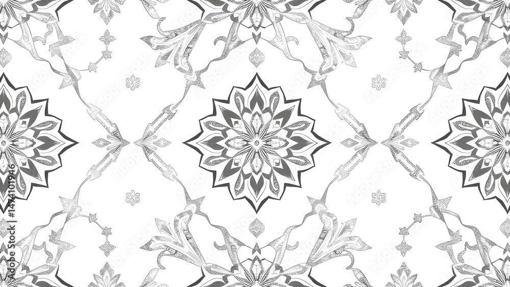 Fototapeta premium Seamless Abstract Pattern Featuring Contemporary Shapes and Aesthetic Design Elements