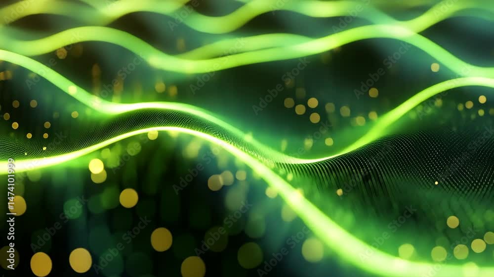 Abstract Green Wave Pattern with Glowing Particles Dynamic Visual Effect Experience Abstract Green Wave Pattern with Glowing Particles Dynamic Visual Effect Experience