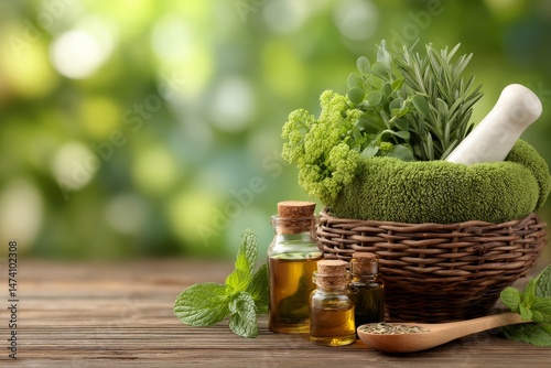 The composition for the spa consists of fresh herbs and different oil types