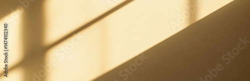 Soft, pale sunlight casts diagonal shadows on a light beige wall