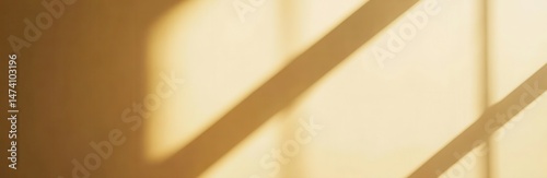 Soft, warm shadows cast by sunlight through a window on a light beige wall