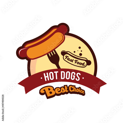 Hotdog fastfood logo design template
