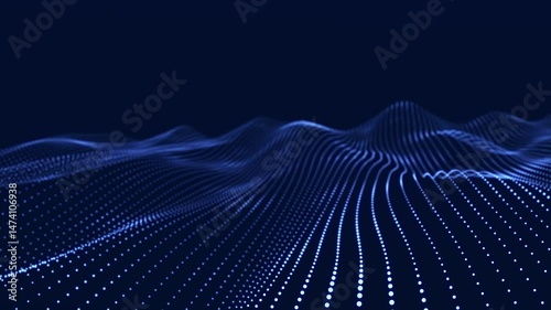 Dynamic wave. Digital technology background. Big data visualization. Science background. 3d rendering. Seamless loop. 4k	