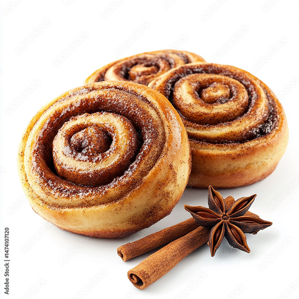 Fototapeta premium cinnamon rolls on a white background