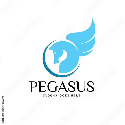 Pegasus horse logo design template photo