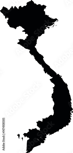 black map of vietnam on white background 