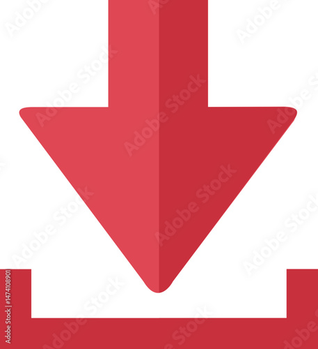 A vibrant red downward-pointing arrow icon descending into a stylized box, symbolizing download or save.