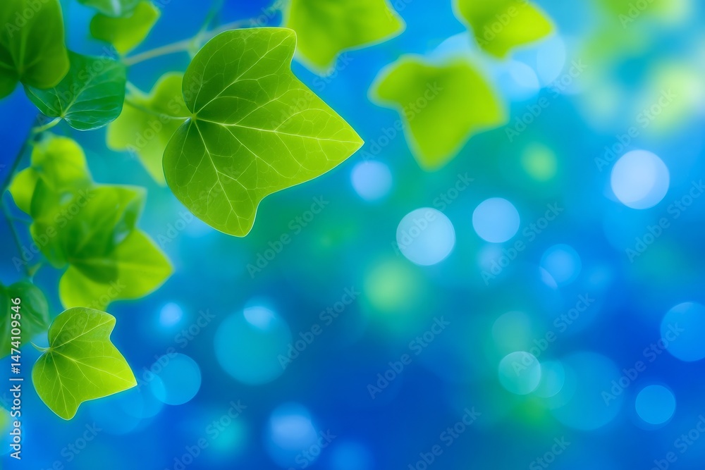 Fototapeta premium Green leaves from the jiaogulan plant, also referred to as Gynostemma pentaphyllum, on a natural background