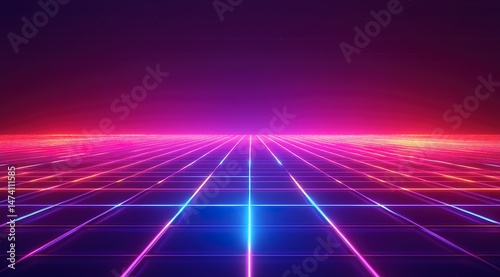 Wallpaper Mural Cyberpunk neon grid texture, futuristic dark theme with glowing lines. Torontodigital.ca