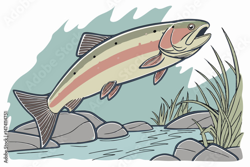 135 high quality photo of a rainbow trout, detailed illustration, realistic, natural colors, swimming, close-up, 8k, photorealistic