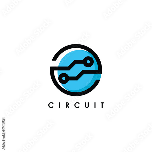 Circuit board electronic logo design template