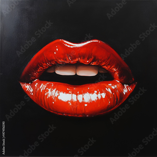 Glossy Red Lips with Clean Background