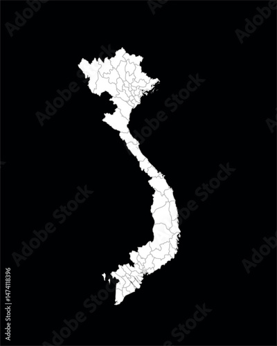 map of vietnam isolated on black background