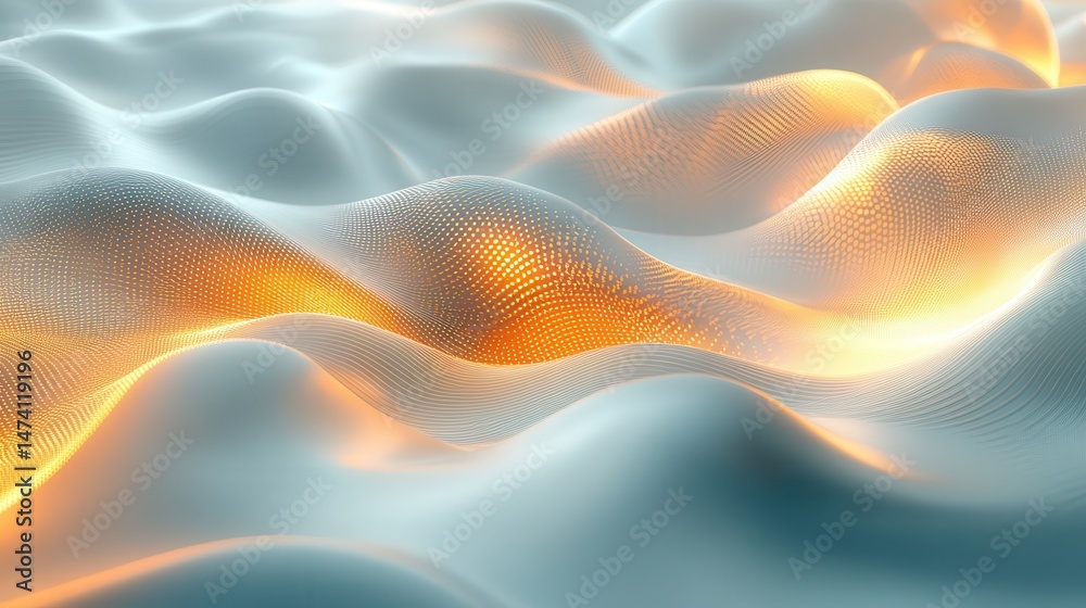 Obraz premium Abstract wavy surface with glowing orange details