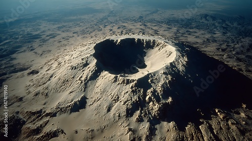 Aerial view of a geographical formation.