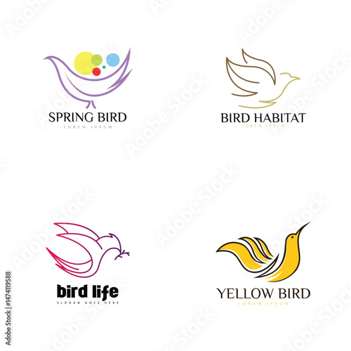 Bird log odesign template in set