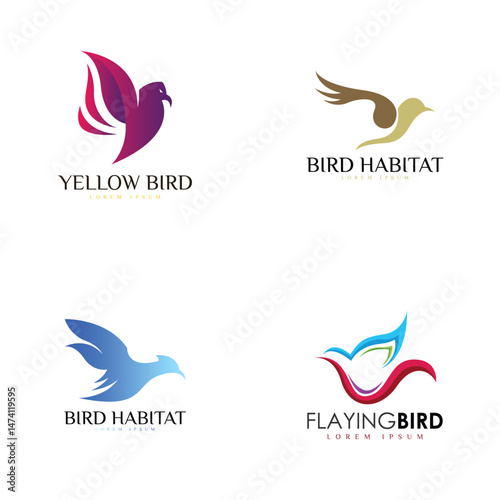 Bird log odesign template in set
