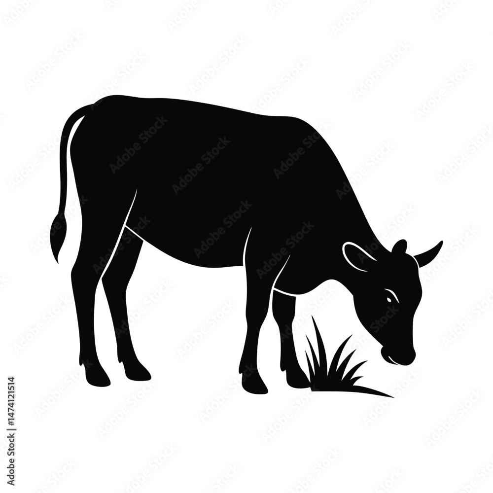 The cow is eating grass vector silhouette The cow is eating grass vector silhouette