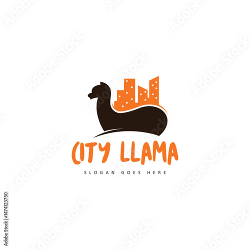 Llama animal mamal logo design template