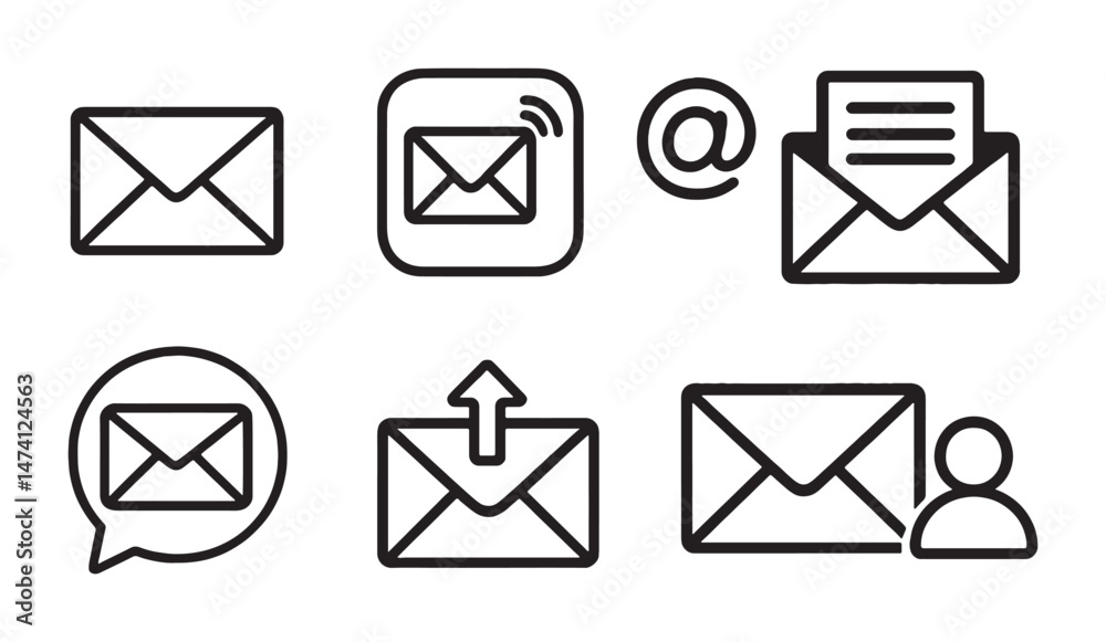 Email Icon Set Vector EPS Illustrations for Websites and Apps Email Icon Set Vector EPS Illustrations for Websites and Apps