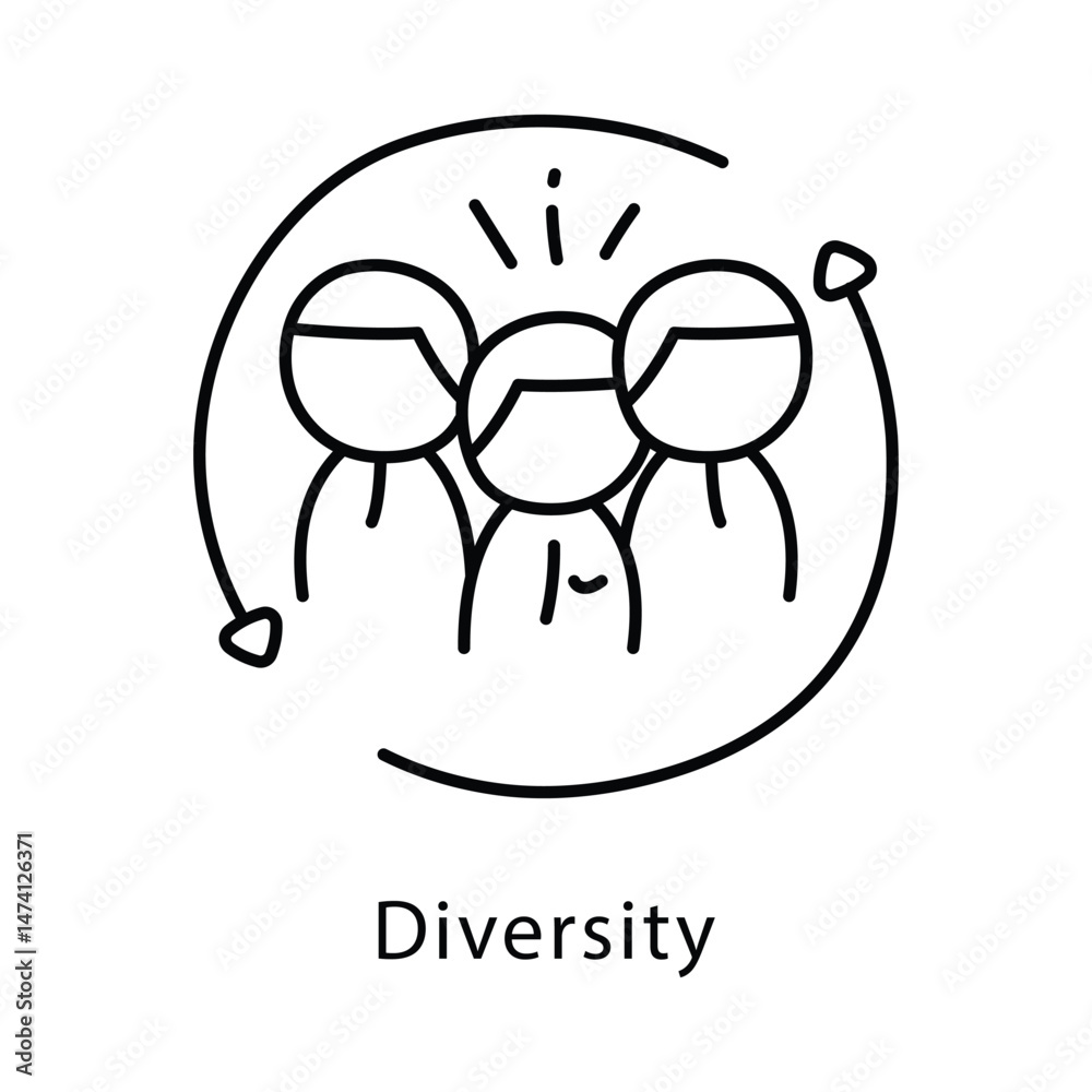 Obraz premium Diversity Vector Outline Style Icon. Eps 10 File 
