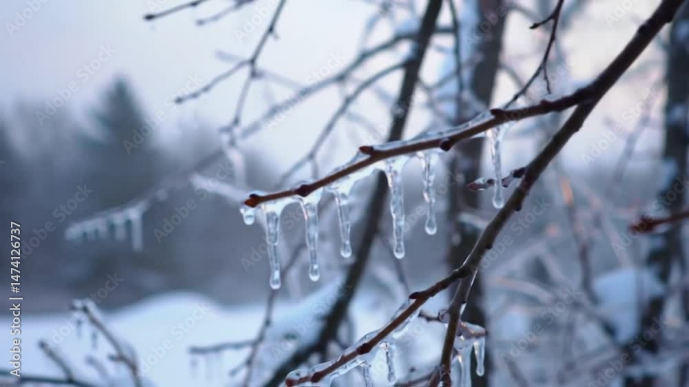Winter's Grasp Icicles Hanging From Tree Branches On A Cold Day Winter's Grasp Icicles Hanging From Tree Branches On A Cold Day