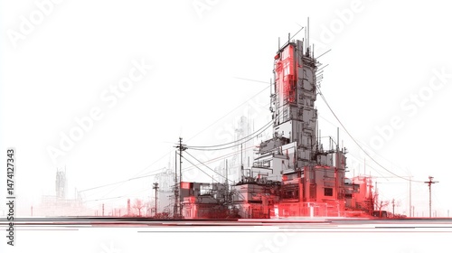 A virtual environment showcases a futuristic cityscape with a resplendent digital neon glow, symbolizing the convergence of technology, innovation, and modern urban metropolitan development