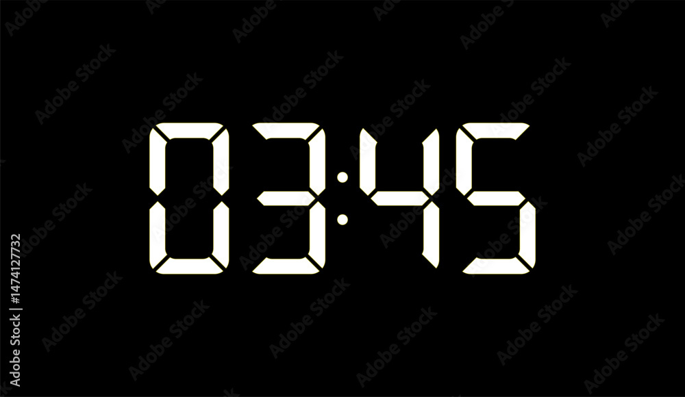 Digital Clock Displaying 03:45 on a Black Background, Illuminating Time, Depicting Precise Time Measurement and Time-Sensitive Scenarios, Emphasizing Deadline Visualization Digital Clock Displaying 03:45 on a Black Background, Illuminating Time, Depicting Precise Time Measurement and Time-Sensitive Scenarios, Emphasizing Deadline Visualization