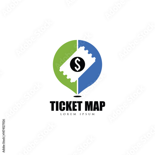 Ticket logo design template vector
