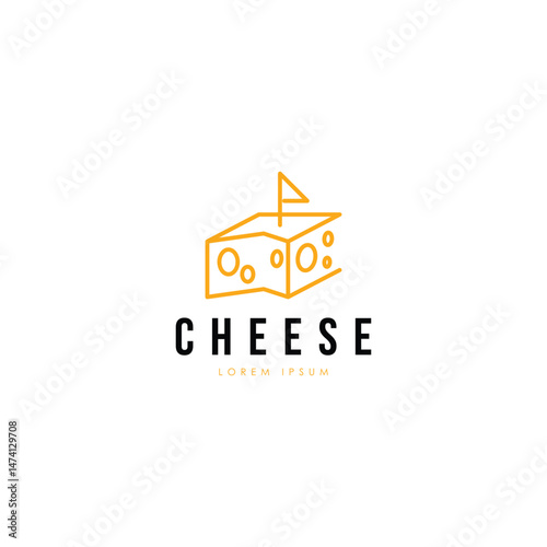 Yellow cheese logo design template