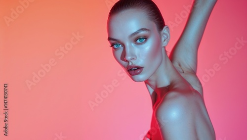 Eyebrow Makeup On Fashion Model With Lip