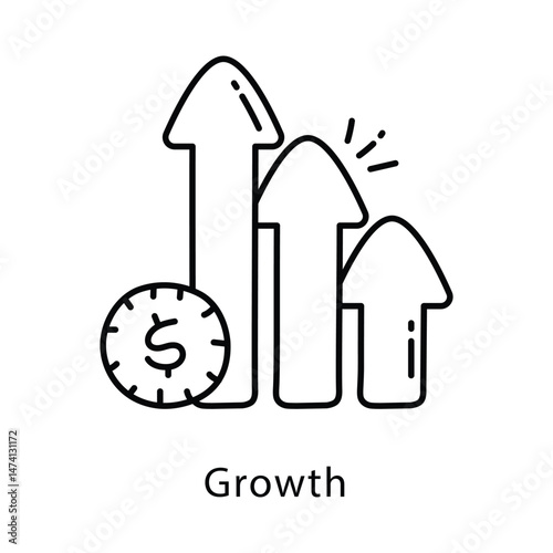 Growth Vector Outline Style Icon. Eps 10 File 