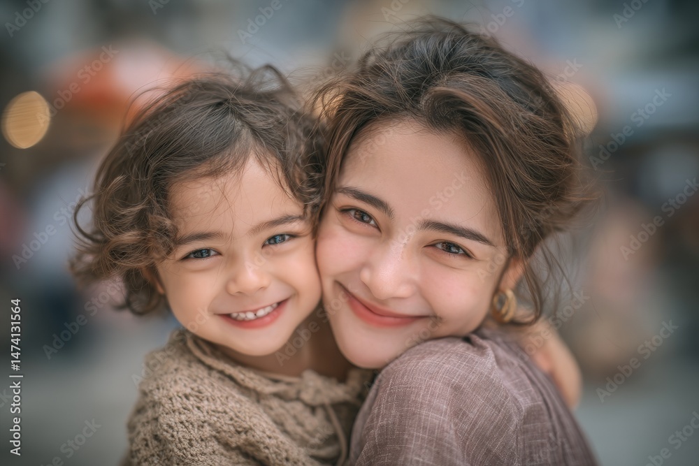 Obraz premium A strong and loving connection exists between a mother and her preschool-age daughter as she holds her