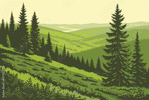139 evergreen forest, dense pine trees, lush green vegetation, rolling hills, aerial view of canadian landscape, stunning natural scenery, detailed landscape, dramatic lighting, photorealistic, ultra 