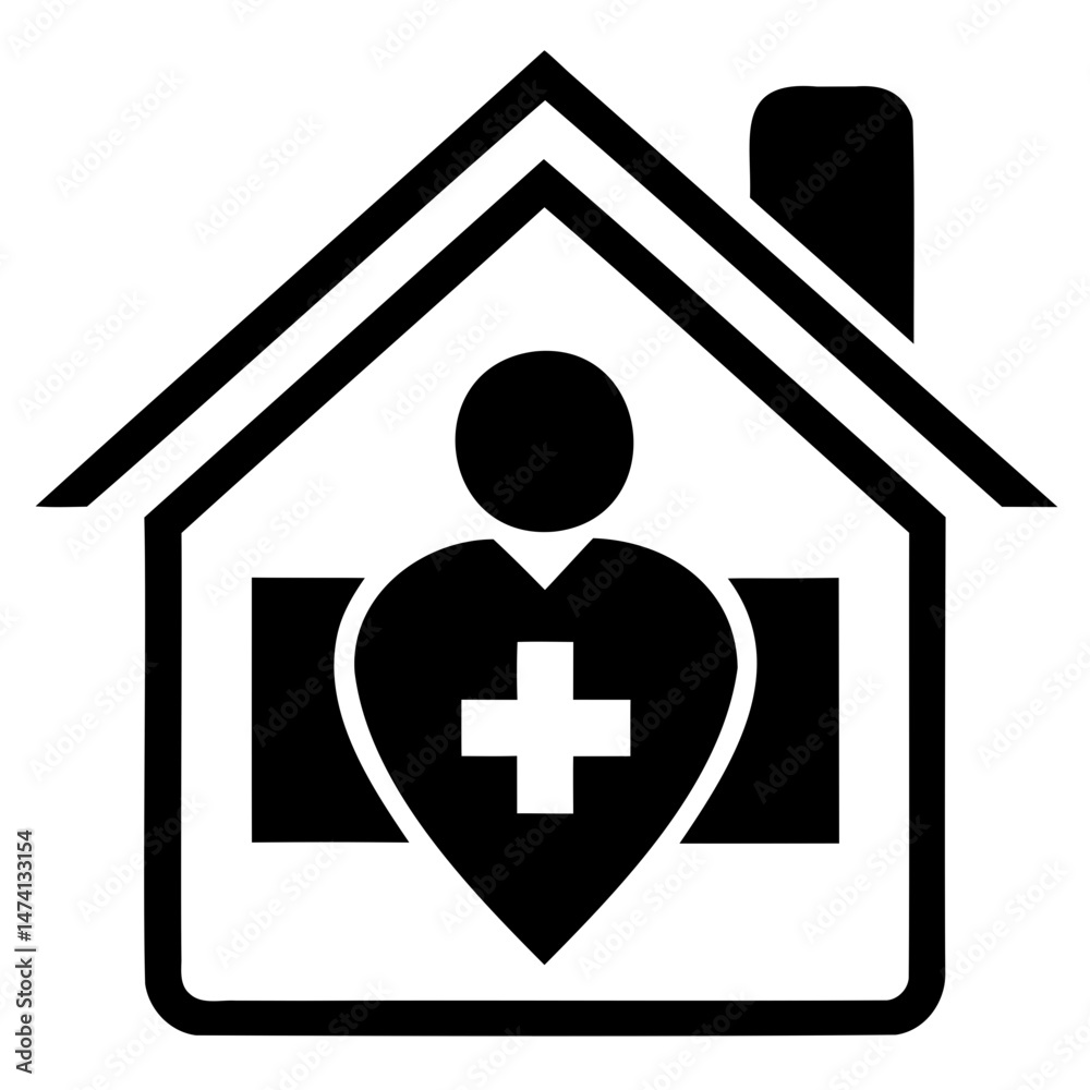 Obraz premium Home care icon black silhouette vector illustration isolated on transparent background