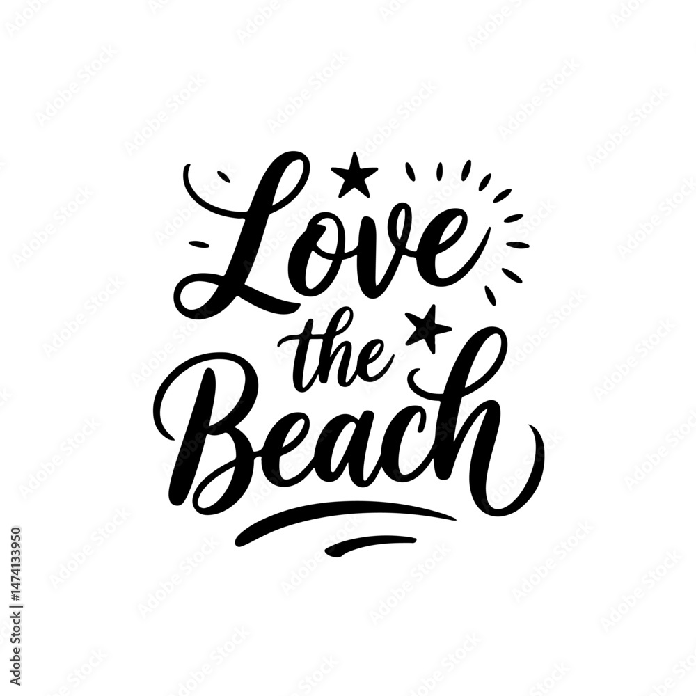 Fototapeta premium Love the beach. Summer Vector Design Isolated on White Background