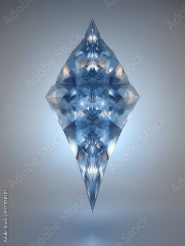 Diamond shape symmetrical crystal abstract blue